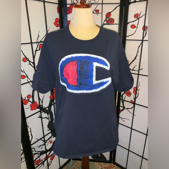 Champion Other - Champion Mens Size Large Navy Red White Blue C Graphic Logo Casual T Shirt